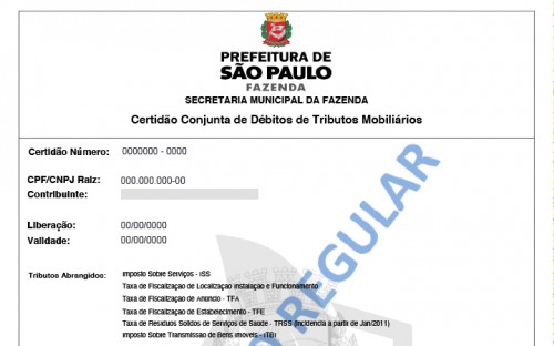 Certidão Conjunta De Débitos De Tributos Mobiliários CPF/CNPJ